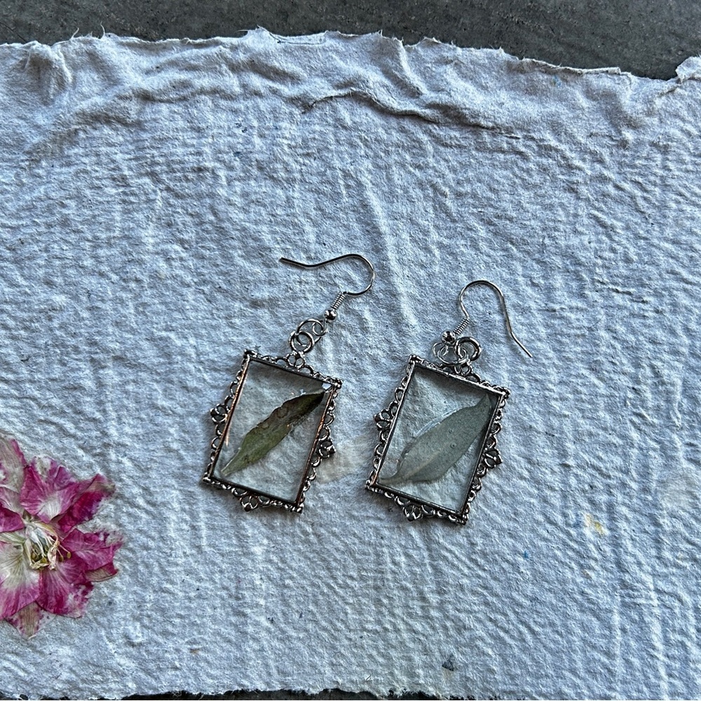 Sage Leaf Handmade Resin Earrings